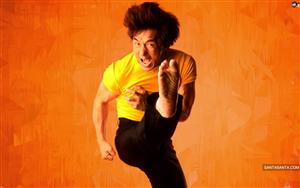 Jackie Chan shows his martial art stunt